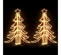 vidaXL Arbres de Noël pliables avec LED 2 pcs Blanc chaud 87x87x93 cm