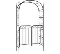 vidaXL Arc de jardin avec portail noir 108x45x235 cm Acier