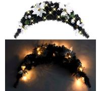 vidaXL Arc de porte de Noël avec lumières LED Noir 90 cm PVC