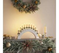 vidaXL Arche de Bougies de Noël avec 10 Bougies LED Blanc, Salon, déco Traditionnelle, scène de Noël, Arche de Bougie LED, Bois de pin, Ambiance Festive, lumière Blanche Chaude