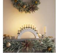 vidaXL Arche de Bougies de Noël avec 10 Bougies LED Blanc, Salon, déco Traditionnelle, scène de Noël, Arche de Bougie LED, Bois de pin, Ambiance Festive, lumière Blanche Chaude
