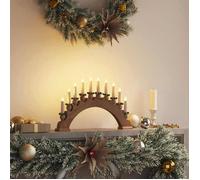 vidaXL Arche de Bougies de Noël avec 10 Bougies LED Marron, Salon, déco Traditionnelle, scène de Noël, Arche de Bougie LED, Bois de pin, Ambiance Festive, lumière Blanche Chaude