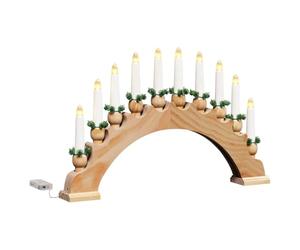 vidaXL Arche de Bougies de Noël avec 10 Bougies LED Marron, Salon, déco Traditionnelle, scène de Noël, Arche de Bougie LED, Bois de pin, Ambiance Festive, lumière Blanche Chaude