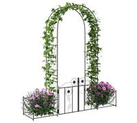 vidaXL Arche de jardin Uni Noir 203 x 50 x 218 cm, Jardin et terrasse, jardinières rectangulaires pour espaces modernes, matériaux durables pour un usage par tous les temps, options de maintenance fac