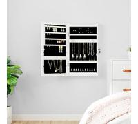 vidaXL Armoire à bijoux avec miroir et éclairage LED mural blanc, armoire à bijoux, organisateur de bijoux, armoire à bijoux avec miroir