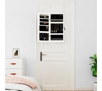 vidaXL Armoire à bijoux avec miroir et éclairage LED mural blanc, armoire à bijoux, organisateur de bijoux, armoire à bijoux avec miroir