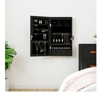 Armoire à bijoux avec miroir et éclairage LED mural noir