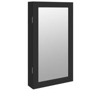 Armoire à bijoux avec miroir et éclairage LED mural noir