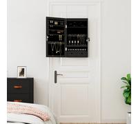 Armoire à bijoux avec miroir et éclairage LED mural noir