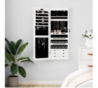 vidaXL Armoire à bijoux murale avec miroir blanc 37,5x10x106 cm