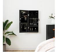 vidaXL Armoire à bijoux murale avec miroir noir 30×8,5×67 cm 353209