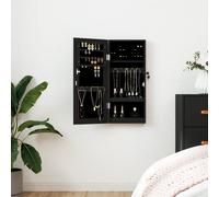 vidaXL Armoire à bijoux avec miroir murale noir 30x8,5x67 cm Multicolore