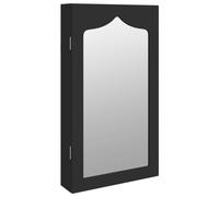 vidaXL Armoire à bijoux murale avec miroir noir 37,5x10x67 cm