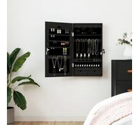 vidaXL Armoire à bijoux avec miroir murale noir 37,5x10x67 cm