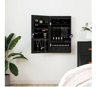 vidaXL Armoire à bijoux murale avec miroir noir 37,5x10x67 cm