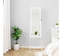 vidaXL Armoire à bijoux miroir avec lumières LED sur pied blanc353259 G