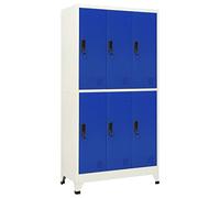 vidaXL Armoire à Casiers Classeur Meuble de Rangement d'Equipements de Sport Produits de Nettoyage Bureau Gris et Bleu 90x45x180 cm Acier
