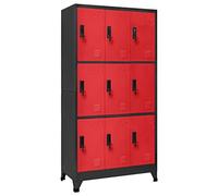 vidaXL Armoire à Casiers Classeur Meuble de Rangement d'Equipements de Sport Produits de Nettoyage Bureau Anthracite et Rouge 90x45x180 cm Acier