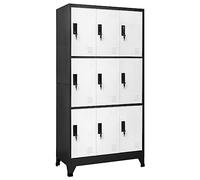 vidaXL Armoire à Casiers Classeur Meuble de Rangement d'Equipements de Sport Produits de Nettoyage Bureau Anthracite et Blanc 90x45x180 cm Acier
