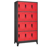 vidaXL Armoire à Casiers Classeur Meuble de Rangement d'Equipements de Sport Produits de Nettoyage Bureau Anthracite et Rouge 90x45x180 cm Acier
