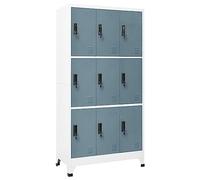 vidaXL Armoire à Casiers Classeur Meuble de Rangement d'Equipements de Sport Produits de Nettoyage Bureau Gris Clair et Gris Foncé 90x45x180 cm Acier