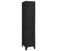 vidaXL Armoire à Casiers Classeur Meuble de Rangement d'Equipements de Sport Produits de Nettoyage Intérieur Bureau Noir 38x45x180 cm Acier