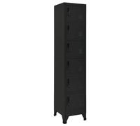 vidaXL Armoire à Casiers Classeur Meuble de Rangement d'Equipements de Sport Produits de Nettoyage Intérieur Bureau Noir 38x40x180 cm Acier