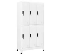 vidaXL Armoire à Casiers Classeur Meuble de Rangement d'Equipements de Sport Produits de Nettoyage Intérieur Bureau Blanc 90x45x180 cm Acier