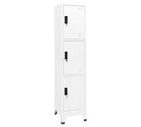 vidaXL Armoire à Casiers Classeur Meuble de Rangement d'Equipements de Sport Produits de Nettoyage Intérieur Bureau Blanc 38x45x180 cm Acier
