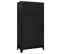 vidaXL Armoire à Casiers Classeur Meuble de Rangement d'Equipements de Sport Produits de Nettoyage Intérieur Bureau Noir 90x45x180 cm Acier