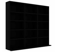 vidaXL Armoire à CD Bibliothèque Etagère de Rangement Etagère à DVD Livres avec 15 Compartiments Bureau Noir 102x23x89,5 cm Aggloméré