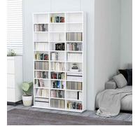 vidaXL Armoire à CD en bois d'ingénierie Blanc 102×16×177,5 cm 30 compartiments ouverts