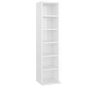 vidaXL Armoire à CD Etagère à CD Meuble à CD Armoire de Rangement Meuble de Stockage Bureau Maison Blanc Brillant 21x20x88 cm Bois d'Ingénierie