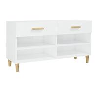 vidaXL Armoire à Chaussure Range-Chaussures Armoire de Rangemente Meuble à Chaussures Entrée Couloir Salon Blanc Brillant 102x35x55 cm Bois Ingénierie