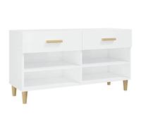 vidaXL Armoire à Chaussure Range-Chaussures Armoire de Rangemente Meuble à Chaussures Entrée Couloir Salon Blanc Brillant 102x35x55 cm Bois Ingénierie