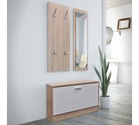 vidaXL Armoire à chaussures 3-en-1 Bois Chêne et blanc