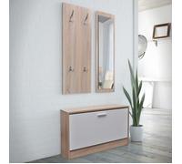 vidaXL Armoire à chaussures 3-en-1 Bois Chêne et blanc