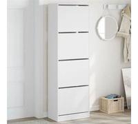 vidaXL Armoire à chaussures 4 tiroirs rabattables 60x34x187,5 cm Blanc