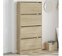 vidaXL Armoire à Chaussures 4 Tiroirs Rabattables, Étagère à Chaussures avec Rangement, Meuble à Chaussures, Moderne,Chêne 3214366