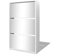 vidaXL Armoire à chaussures avec 3 compartiments miroir blanc 63x17x102,5 cm