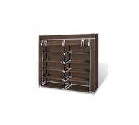 Vidaxl Armoire À Chaussures Avec Housse 115 X 28 X 110 Cm Tissu Marron Marron