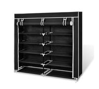 Vidaxl Armoire À Chaussures Avec Housse 115 X 28 X 110cm Tissu Noir Noir