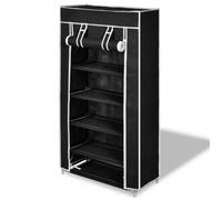 vidaXL Armoire à chaussures avec housse 58 x 28 x 106 cm Tissu Noir