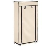 vidaXL Armoire à Chaussures avec Housse Etagère à Chaussures Meuble à Chaussures Porte-Chaussures Rangement Organisateur Maison Crème 58x28x106 cm Tissu