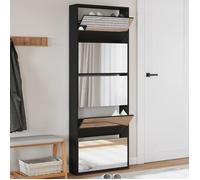 vidaXL Armoire à chaussures 3228280 – 5 niveaux, miroir, noir 63×17×169,5 cm
