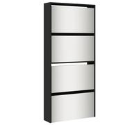 Vidaxl Armoire À Chaussures Avec Miroir À 4 Niveaux Noir 63x17x134 Cm Noir