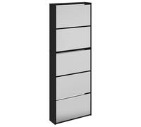 vidaXL Armoire à chaussures 3228280 – 5 niveaux, miroir, noir 63×17×169,5 cm