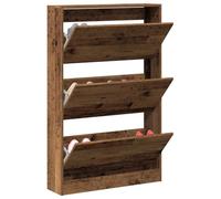 vidaXL Armoire à Chaussures avec Porte Bois Ancien 80 x 21 x 125.5 cm, Meuble de Rangement Moderne pour Chaussures, organisé et Compact, idéal pour l'entrée!