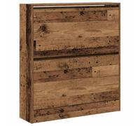 vidaXL Armoire à Chaussures avec Porte Bois Ancien 80 x 21 x 87.5 cm, Meuble de Rangement Moderne pour Chaussures, organisé et Compact, idéal pour l'entrée!