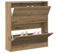 vidaXL Armoire à Chaussures avec Stockage Chêne fumé 80 x 21 x 87.5 cm, Meuble de Rangement Moderne pour Chaussures, organisé et Compact, idéal pour l'entrée!